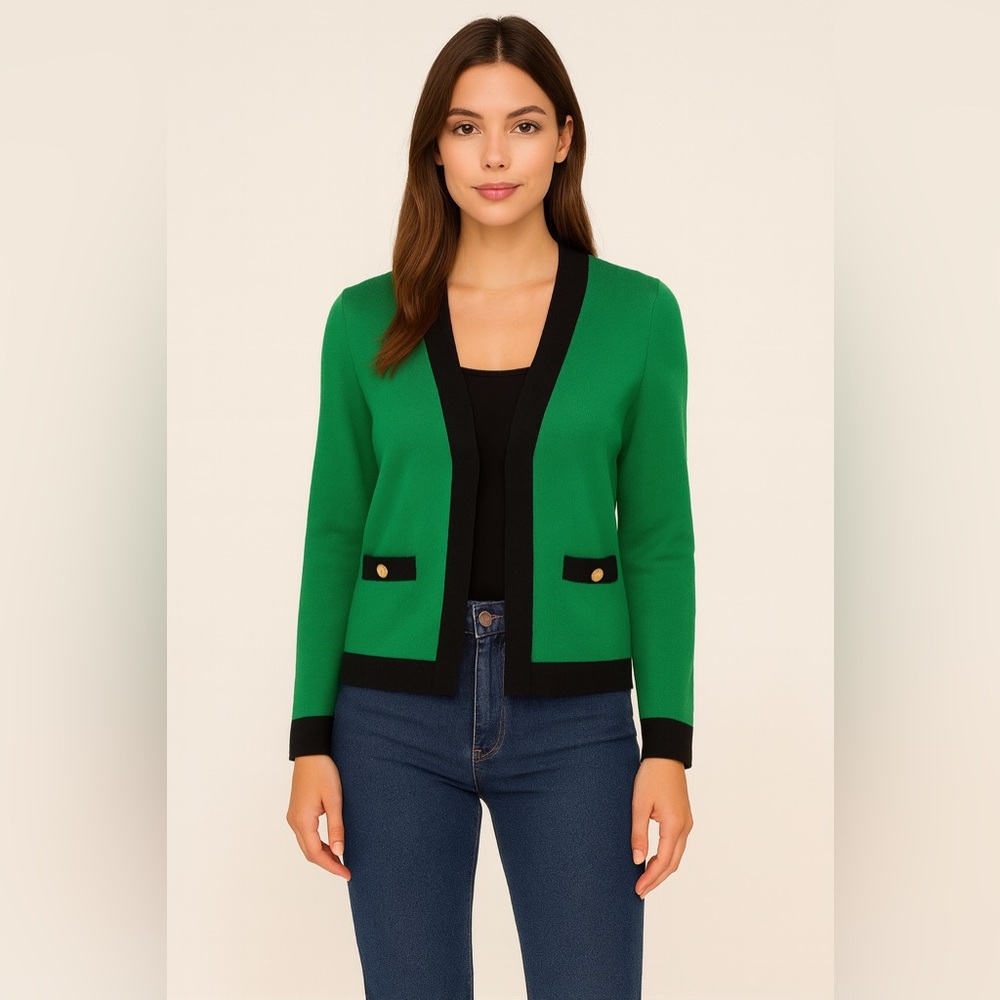 Olivia Sky Green and Black Cardigan Sweater